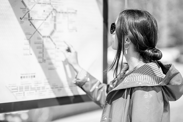 Woman looking at a map