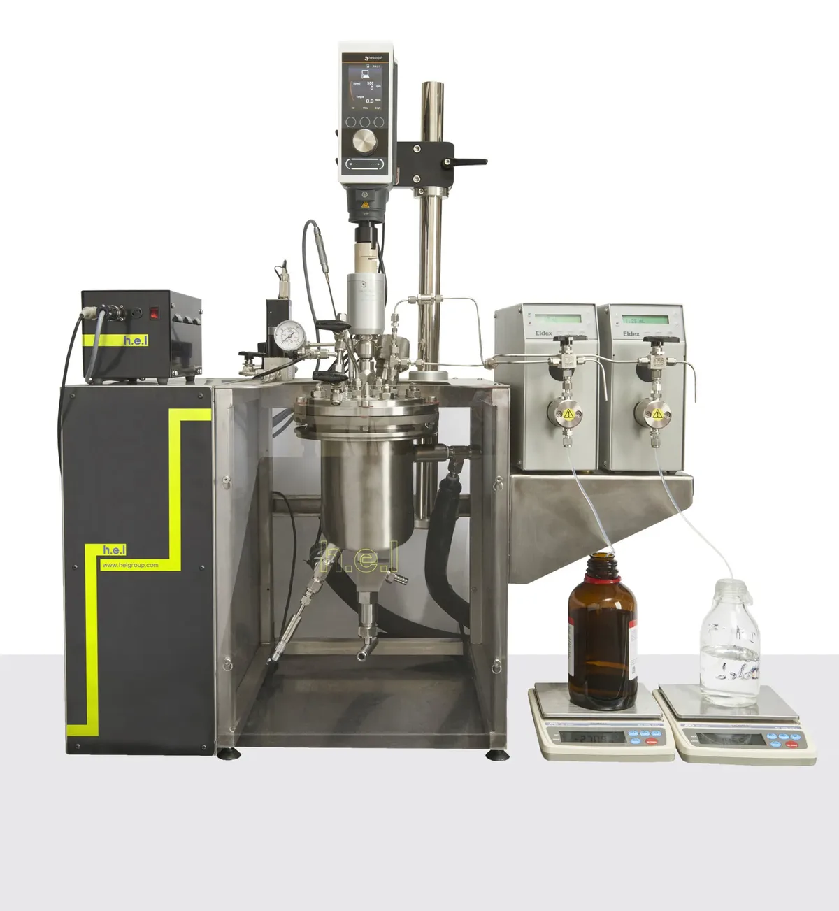 High pressure metal AutoLAB reactor with dosing pumps and balances