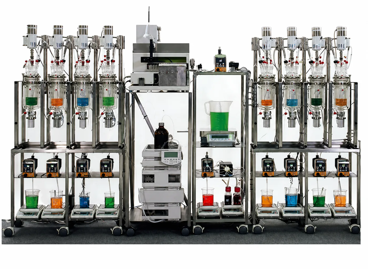Custom parallel AutoLAB system with eight 2 litre reactors, robotic sampling and in-line HPLC