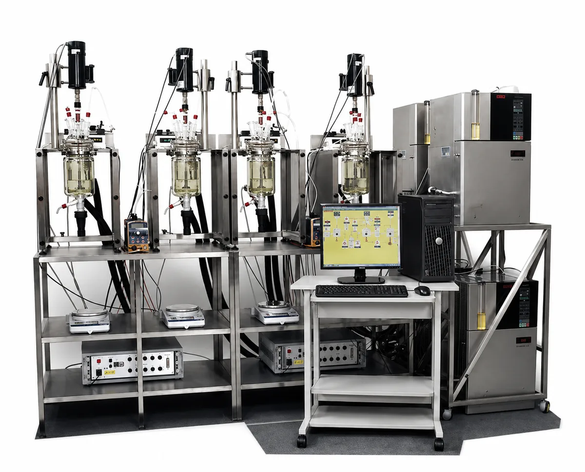 Larger scale parallel AutoLAB crystallisation unit with independent chillers