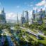 A green city skyline representing a low-carbon industrial future