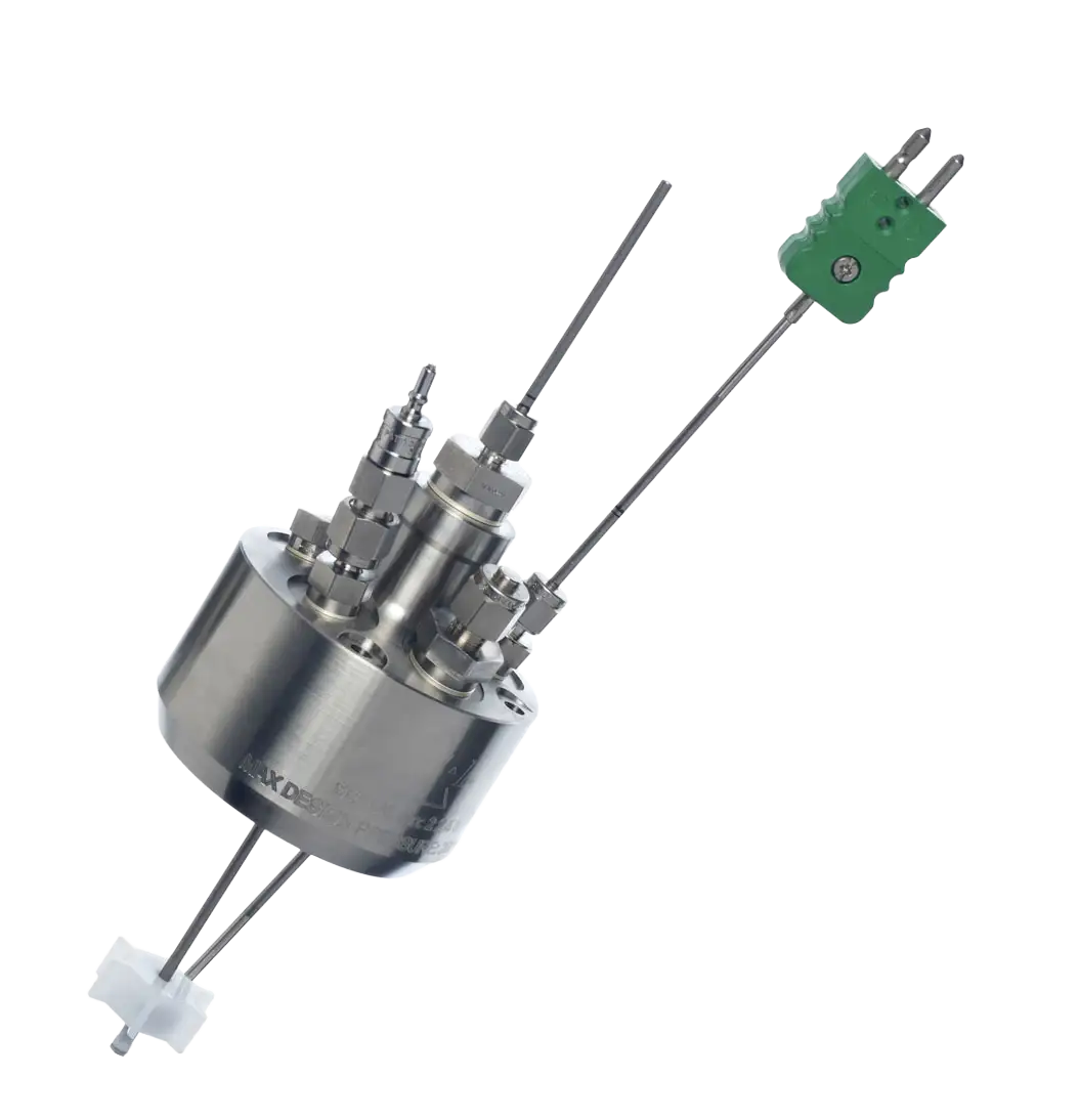 H.E.L ChemSCAN high-pressure reactor head with thermocouple and feed lines