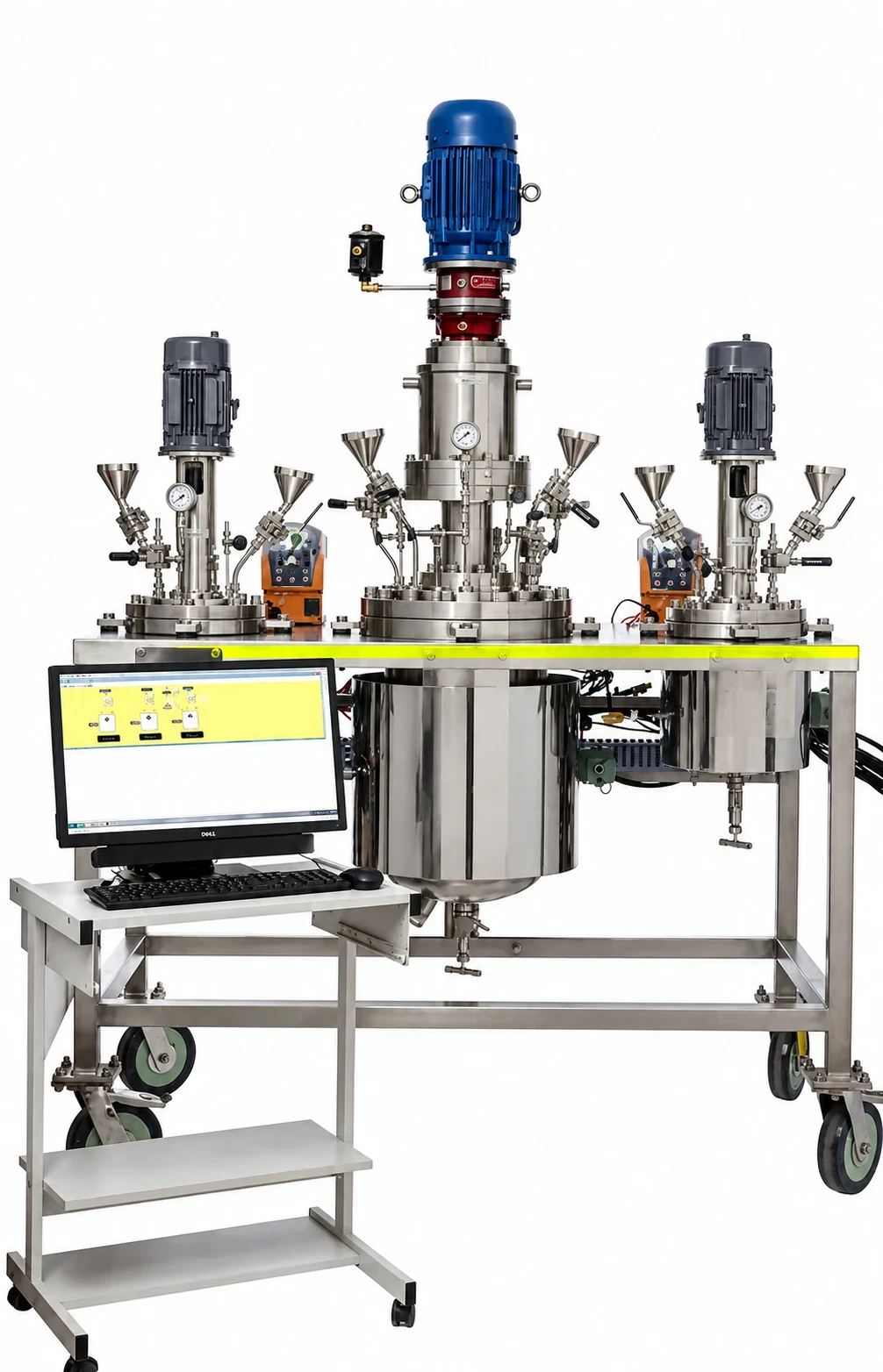 Custom AutoLAB with three metal pressure reactors on one frame under PC control