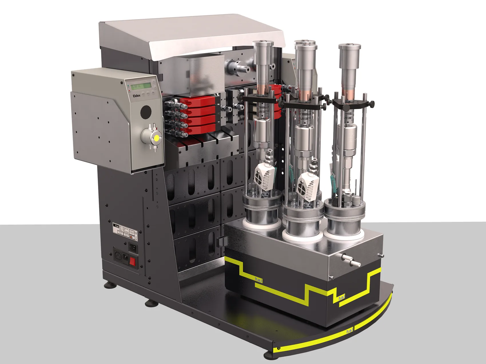 H.E.L BioXplorer 400P parallel bioreactor system with four pressure-rated vessels and integrated pumps
