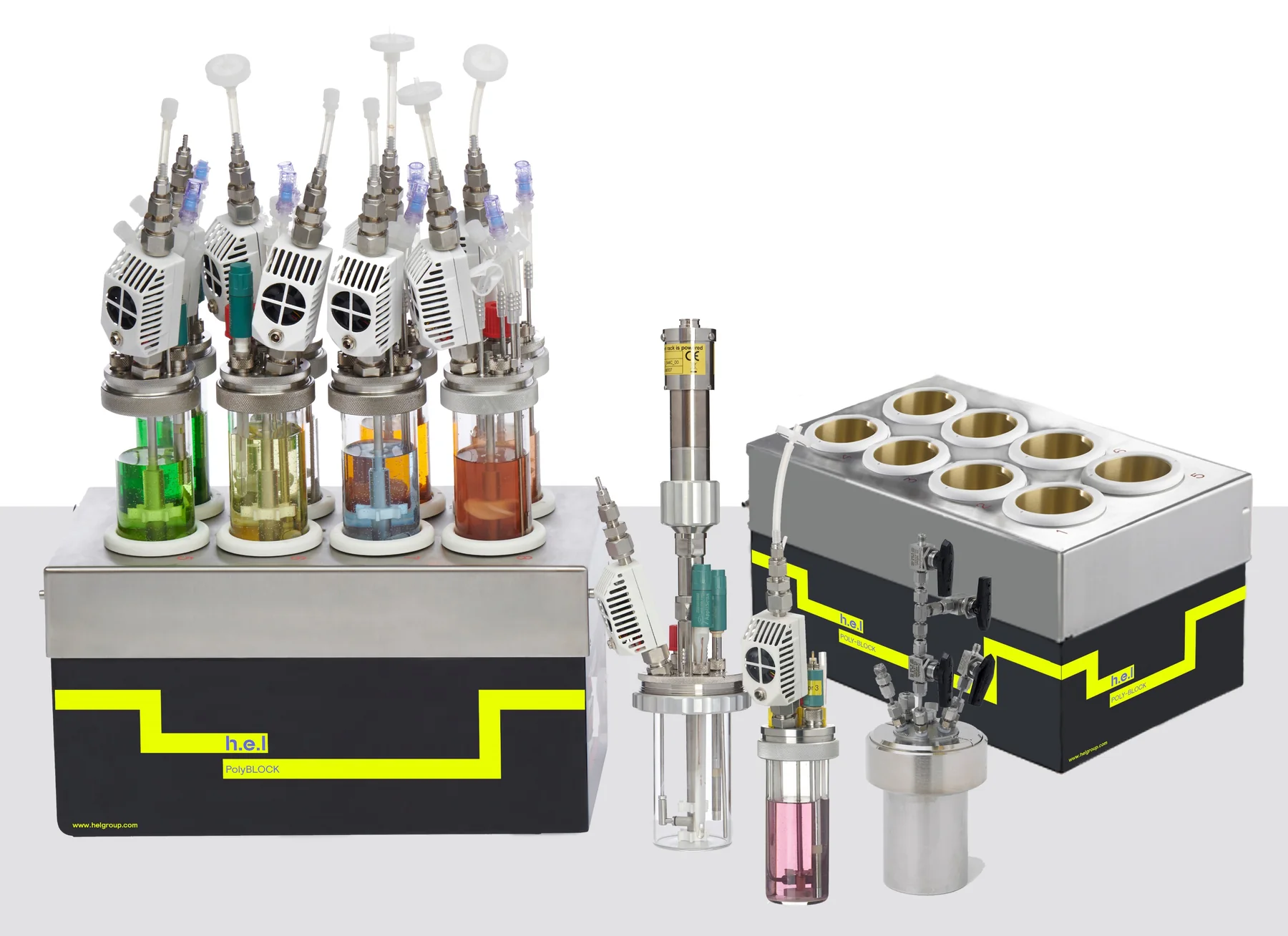 PolyBLOCK 4 with glass reactors and high-pressure vessels